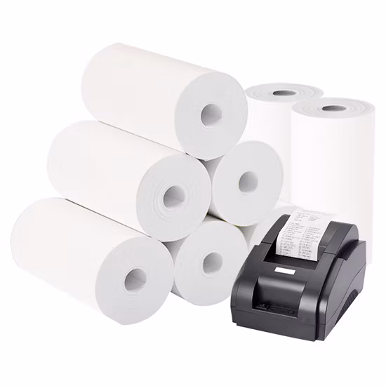 Rollos de papel térmico impreso POS 80 mm x 70 mm 58GSM